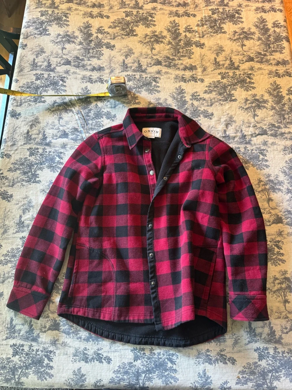 Orvis Red and Black Buffalo Plaid Snap-Front Shirt Jacket